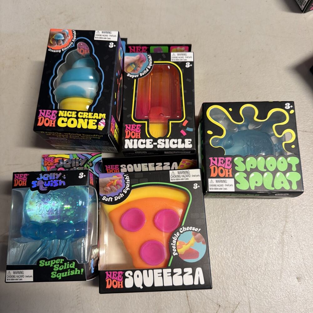 needoh bundle of 5 jellyfish, nicecicle, ice cream cone, splat and pizza